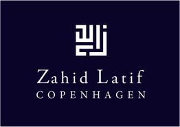 Logo med teksten "Zahid Latif Copenhagen" på mørk baggrund.