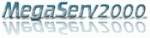 Text "MegaServ2000" mit Spiegelungseffekt.