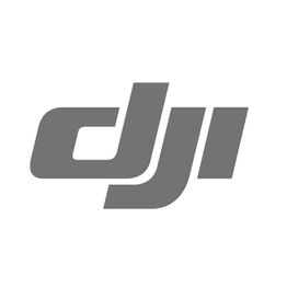 Logotipo cinza da DJI em fundo branco.