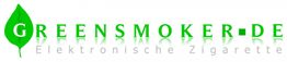 Grünes Logo "Greensmoker.de" mit Blattmotiv, darunter Text "Elektronische Zigarette".