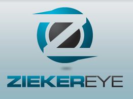 Stylized "ZIEKER EYE" logo with a modern, blue and gray circular design.