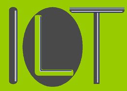 Buchstaben "ILT" in hellem Grau vor einem grünen Hintergrund, L vor schwarzem ovalem Feld.