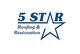 5 Star Roofing & Restoration logo with blue text and a star graphic.