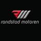 Logo van Randstad Motoren op een zwarte achtergrond.