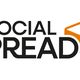"Logo met tekst 'Social Spread' en afbeelding van een sandwich in oranje tinten."