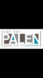 Logo van "Van der Palen", grond-, weg- en waterbouw.
