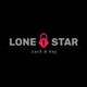 Logo with text "Lone Star Lock & Key" featuring a red padlock icon on a black background.