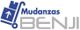 Logo de Mudanzas Benji con un carrito de mudanza y cajas azules.