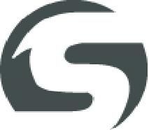 Abstraktes, kreisförmiges Logo mit geschwungenen Pfeilen in Grau.