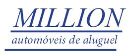 Logo da Million Automóveis de Aluguel com texto azul em fundo branco.