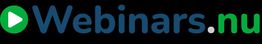 Logo met tekst "Webinars.nu" naast groene afspeelknop op zwarte achtergrond.