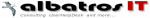 Logo von Albatros IT mit einem stilisierten Vogel und dem Slogan "creating competitive services".