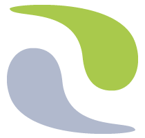 Abstrakte grüne und graue Formen, die sich wie Wellen ineinander verschlingen.