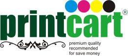 Printcart-Logo mit bunten Punkten und Text: "premium quality recommended for save money".