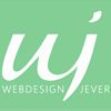 Grünes Logo mit der Aufschrift "Webdesign Jever" in Weiß.