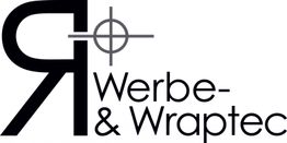 Logo von "Werbe- & Wraptec" mit stilisiertem R und Zielkreuz-Design.