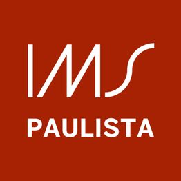 Logo do IMS Paulista em fundo vermelho com texto branco.