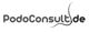 Logo mit dem Text "PodoConsult.de" und einer geschwungenen Linie über und unter den Buchstaben.