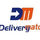 Logo met de tekst "Deliverymate", een blauwe pijl en de letters "DM" in blauw en oranje.