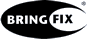 Schwarzes ovales Logo mit weißem Text "BRING FIX" und einem kleinen, hellen Kreis mit "®"-Symbol.