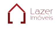 Logotipo vermelho de uma casa ao lado do texto "Lazer Imóveis".