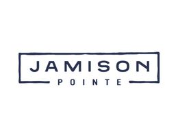 "Logo with 'Jamison Pointe' in uppercase letters enclosed in a rectangle."