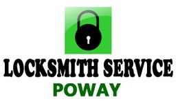 Green padlock logo with text "Locksmith Service Poway" in black and green.