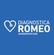 Logo blu con cuore e testo: "Diagnostica Romeo Accreditato SSN".
