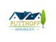 Logo mit zwei blauen Hausdächern, einem grünen Baum und dem Text: "PUTTHOFF IMMOBILIEN".