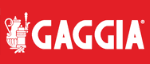 GAGGIA-Logo in Weiß und Rot mit Kaffeekanne und Maschine als Symbol.