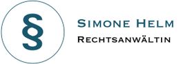 Logo mit Paragraphenzeichen, daneben der Text "Simone Helm Rechtsanwältin".
