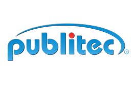 Blaues Publitec-Logo mit roten Punkt über dem 'i' und einem geschwungenen Bogen darüber.