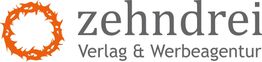 Logo von "zehndrei Verlag & Werbeagentur" mit einem orangen grafischen Element links.