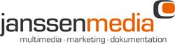 Logo von Janssen Media mit Text: multimedia, marketing, dokumentation.
