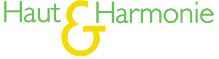 Textlogo: Haut & Harmonie in grüner und gelber Schrift.