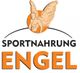 Logo mit einem Engel und dem Text "Sportnahrung Engel" in Schwarz und Orange.