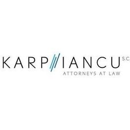 Logo for Karp & Iancu S.C., Attorneys at Law, featuring teal diagonal lines between names.