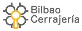 Logotipo de "Bilbao Cerrajería" con diseño de cerradura en amarillo.