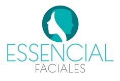 Logotipo de "Essencial Faciales" con perfiles de rostros en un círculo turquesa.