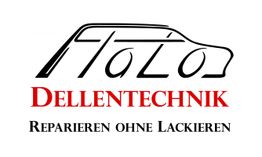 Logo mit Schriftzug "Holo Dellentechnik", darunter "Reparieren ohne Lackieren", stilisiertes Auto.