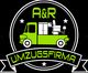 Logo mit grünem Umzugswagen und Schriftzug: "A&R UMZUGSFIRMA" auf schwarzem Hintergrund.