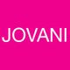 JOVANI logo in white text on a bright pink background.