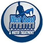 Logo of West Coast Plumbing & Water Treatment with a silhouette of a plumber and wrench.