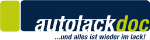 Logo von "autolackdoc" mit dem Slogan "...und alles ist wieder im Lack!" in Blau und Grün.
