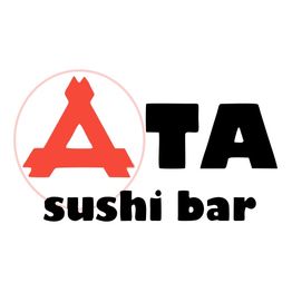 Logo de "Ata Sushi Bar": letra "A" roja y negra sobre texto "sushi bar".