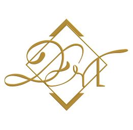 Ein elegantes, goldenes Monogramm mit den Buchstaben "D" und "T" im klassischen Stil auf weißem Hintergrund.