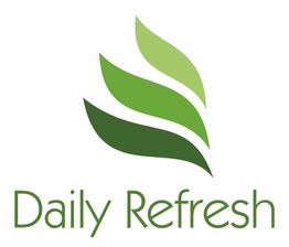 Grünes Logo mit drei Blättern und dem Text "Daily Refresh" darunter.