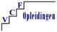 Logo met tekst "VCF Opleidingen" op een trapvormige achtergrond.