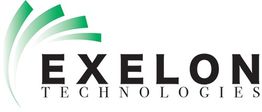 Logo of Exelon Technologies with green curved lines and bold black text.