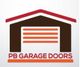 Logo of PB Garage Doors featuring a stylized garage with red and brown colors.